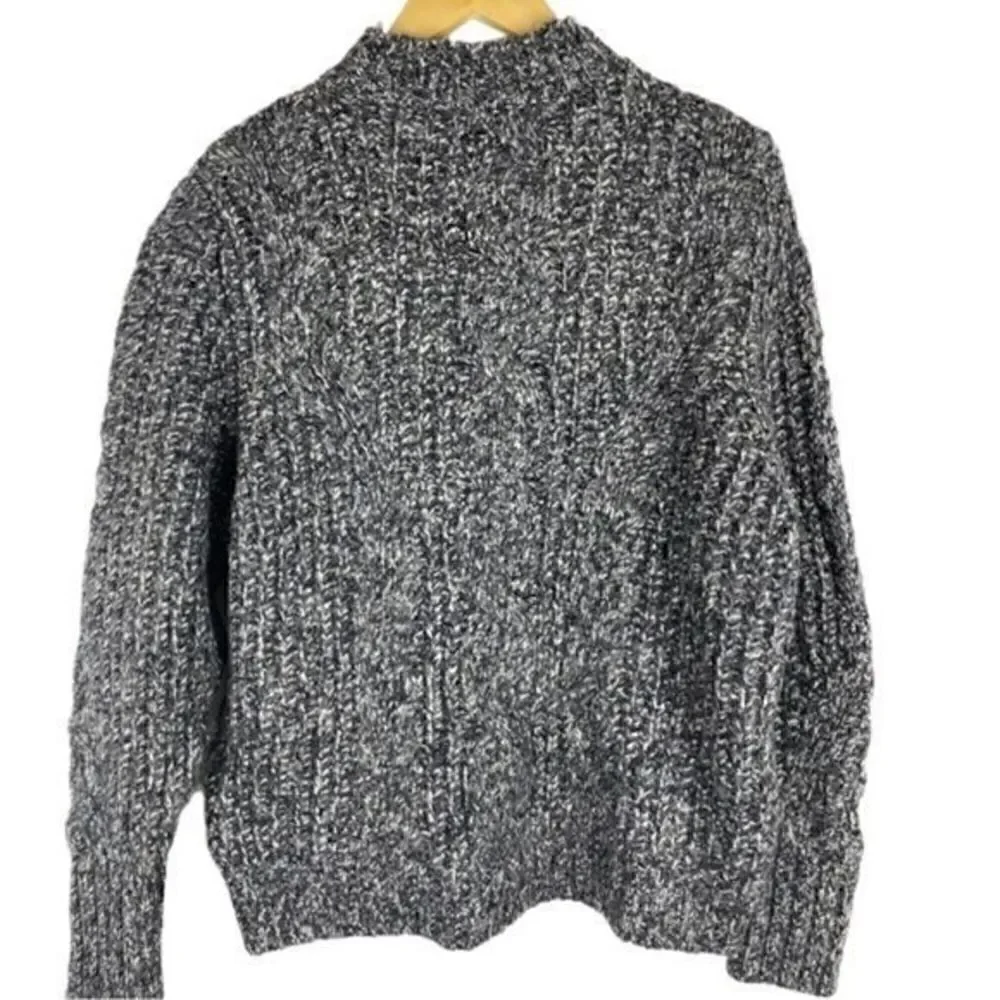 Topshop Black Multi Braided Cable Mock Neck Sweater Small